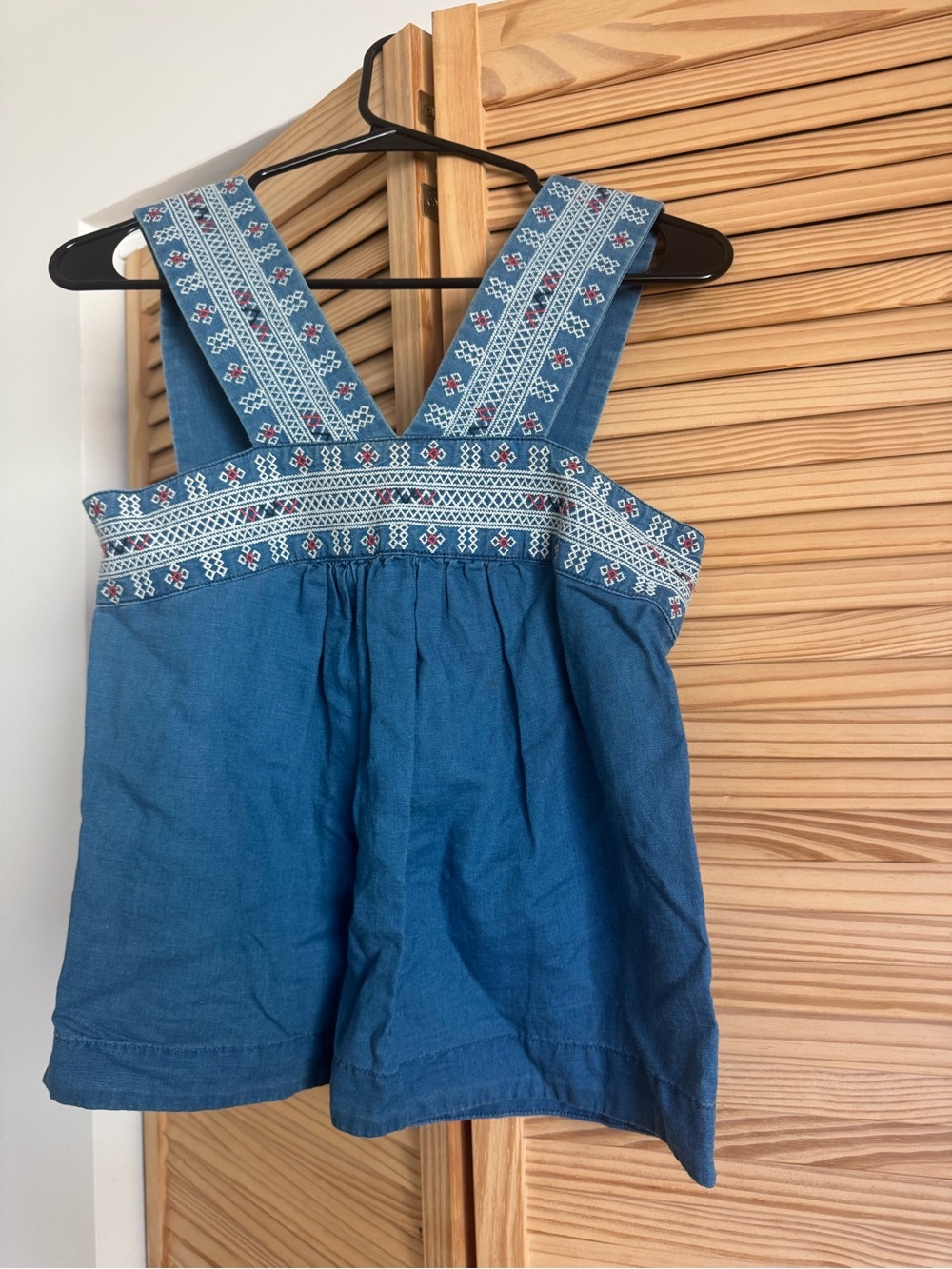 Madewell Denim Blue Embroidered Cotton Top